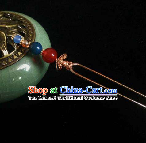 Handmade Chinese Agate Hairpins Traditional Hanfu Hair Accessories Ancient Qing Dynasty Court Hair Clip for Women