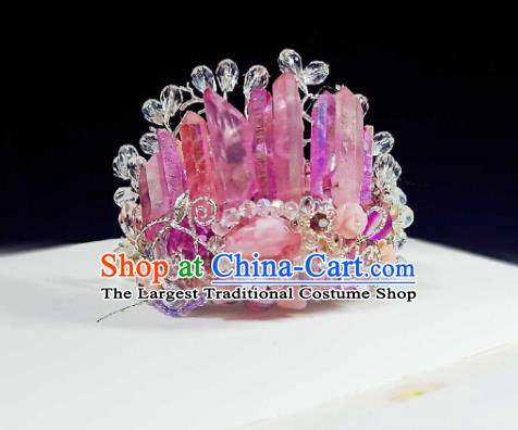 Handmade Chinese Purple Crystal Hair Crown Hairpins Traditional Hanfu Hair Accessories Ancient Court Hair Clip for Women