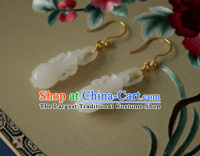 Chinese Handmade Jade Vase Earrings Traditional Hanfu Ear Jewelry Accessories Classical Eardrop for Women