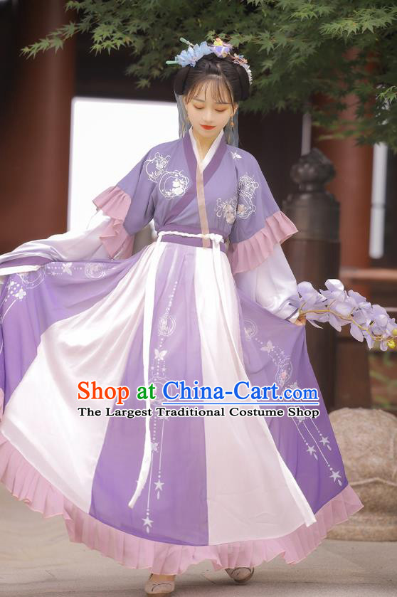 Top Chinese Jin Dynasty Princess Costumes Traditional Hanfu Dress Ancient Young Lady Half Sleeve Garment Blouse and Skirt Full Set