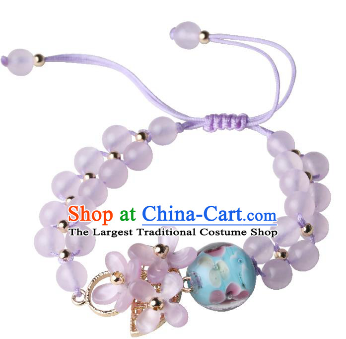 Handmade Chinese Traditional Violet Beads Bracelet Jewelry Accessories Decoration National Fragrans Bangle for Women