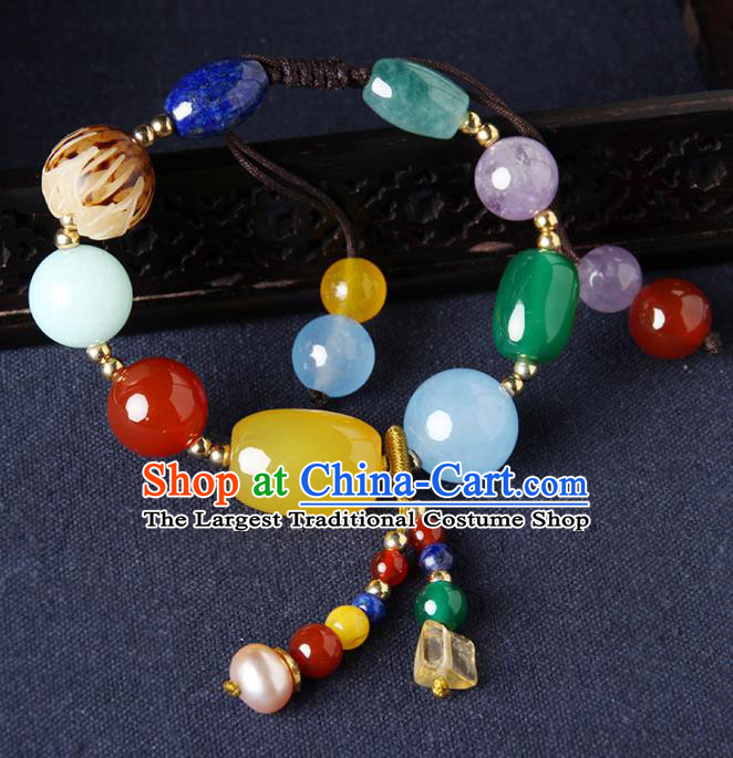 Handmade Chinese Traditional Colorful Beads Bracelet Jewelry Accessories Decoration National Bangle for Women