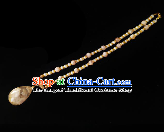Chinese Handmade Stone Necklace Traditional Hanfu Jewelry Accessories Beads Necklet for Women