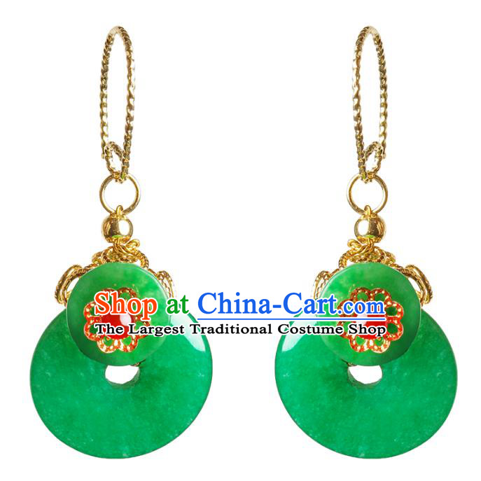 Traditional Chinese Peace Buckle Ear Accessories Handmade Eardrop National Cheongsam Green Earrings for Women