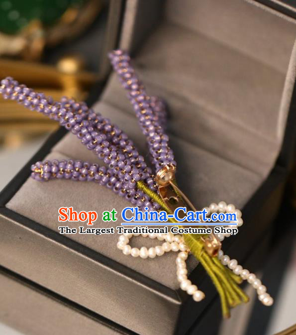 Top Grade Classical Purple Beads Lavender Brooch Accessories Handmade Sweater Bouquet Breastpin Ornaments for Women