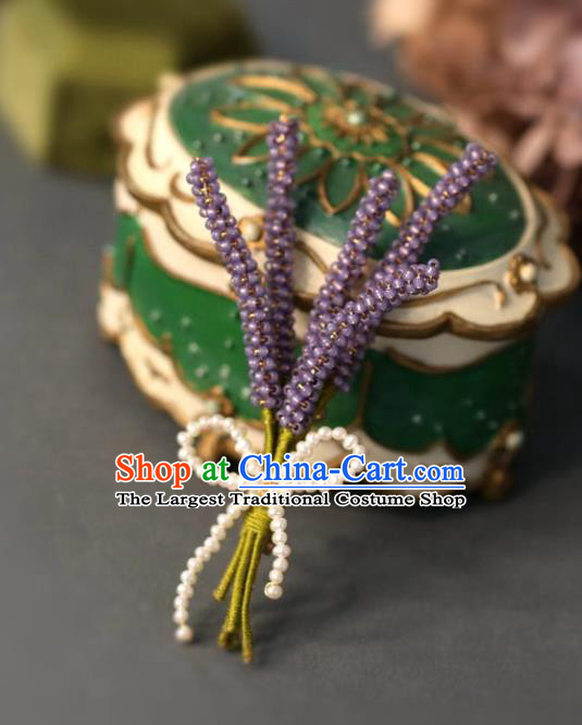 Top Grade Classical Purple Beads Lavender Brooch Accessories Handmade Sweater Bouquet Breastpin Ornaments for Women