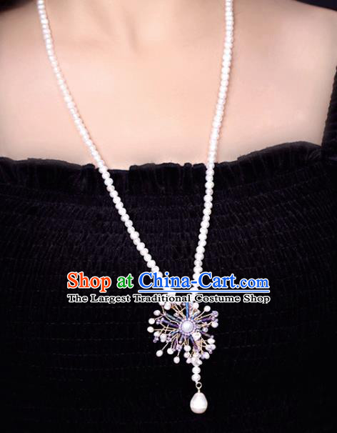 Baroque Handmade Pearls Necklace Jewelry Accessories European Retro Princess Hexagram Necklet for Women