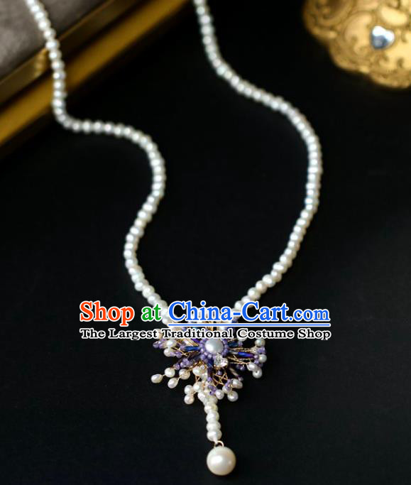 Baroque Handmade Pearls Necklace Jewelry Accessories European Retro Princess Hexagram Necklet for Women