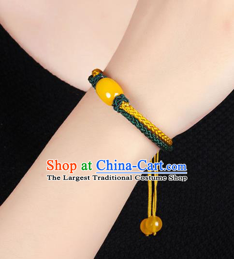 Handmade Chinese Traditional Canary Stone Bracelet Jewelry Accessories Decoration National Bangle for Women