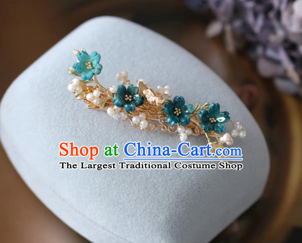 Handmade Retro Blue Flowers Hair Claw Top Grade Hair Accessories Hair Stick Hair Pin for Women