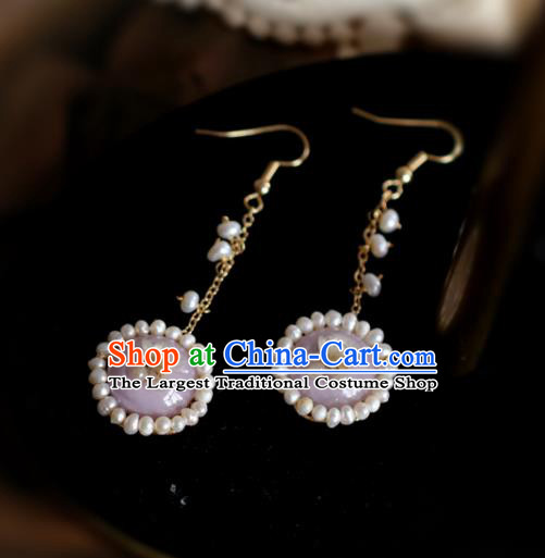 Princess Handmade Lilac Earrings Fashion Jewelry Accessories Classical Pearls Eardrop for Women
