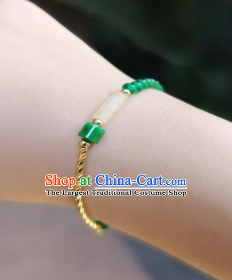 Handmade Chinese Traditional Green Jade Bracelet Jewelry Accessories Decoration National Bangle for Women