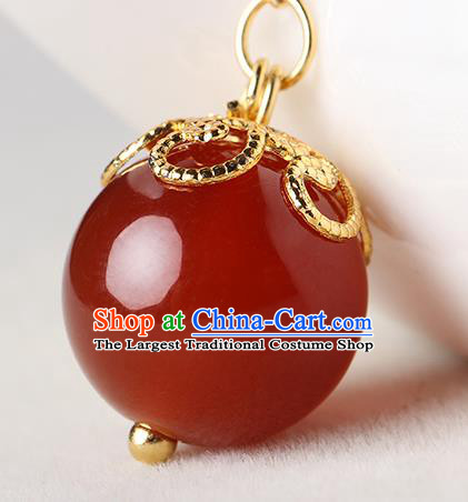 Traditional Chinese Blueing Fish Ear Accessories Handmade Eardrop National Cheongsam Red Bead Earrings for Women