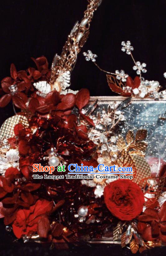 Baroque Princess Flowers Bag Handmade Wedding Accessories Photography Prop Bride Acrylic Handbag for Women