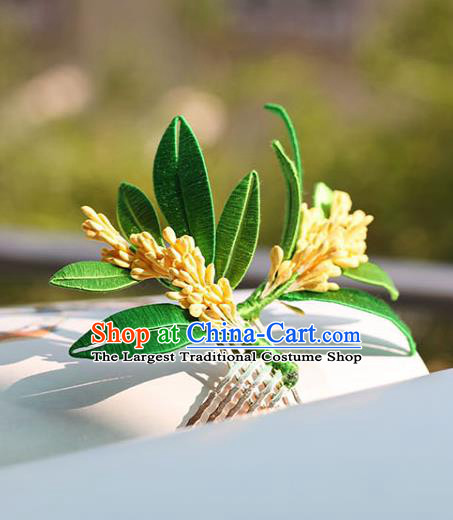 Handmade Chinese Fragrans Hair Comb Classical Hair Accessories Ancient Princess Hanfu Silk Leaf Hairpins Headwear for Women