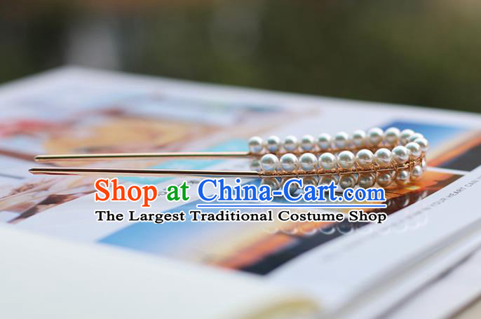 Handmade Chinese Classical Song Dynasty Hair Accessories Ancient Princess Pearls Hairpins Hanfu Headwear for Women