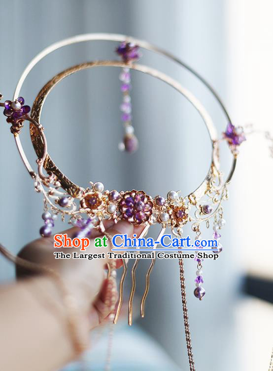 Handmade Chinese Classical Tang Dynasty Tassel Hair Crown Hair Accessories Traditional Hanfu Headwear Ancient Queen Hairpins for Women