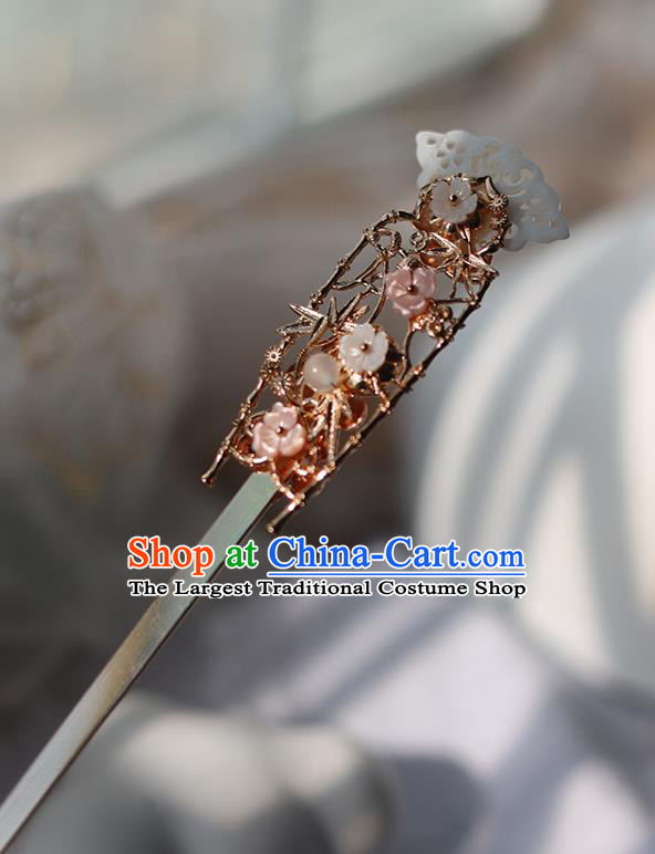 Handmade Chinese Shell Hair Clip Traditional Classical Hanfu Hair Accessories Ancient Princess Golden Bamboo Hairpins for Women