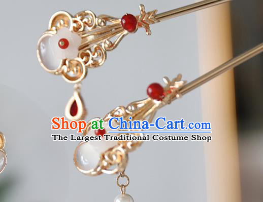 Handmade Chinese Classical Golden Hairpins Traditional Hair Accessories Ancient Tang Dynasty Hanfu Hair Clip for Women