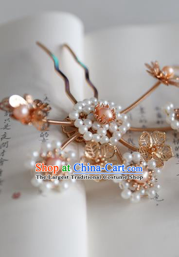 Handmade Chinese Classical Butterfly Hairpins Traditional Hair Accessories Ancient Ming Dynasty Hanfu Pearls Hair Clip for Women