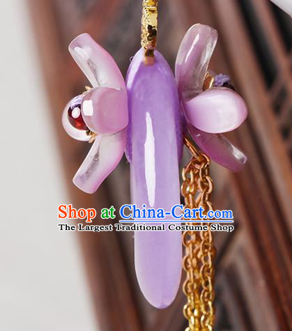 Traditional Chinese Fragrans Ear Accessories Handmade Eardrop National Cheongsam Violet Peace Buckle Earrings for Women