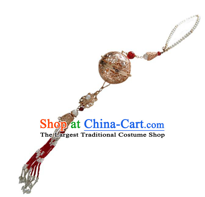 Top Grade Chinese Classical Tassel Brooch Accessories Handmade Ancient Hanfu Golden Sachet Waist Pendant for Women