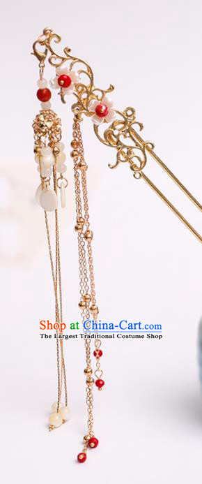Handmade Chinese Classical Golden Tassel Hairpins Traditional Hair Accessories Ancient Hanfu Hair Clip for Women