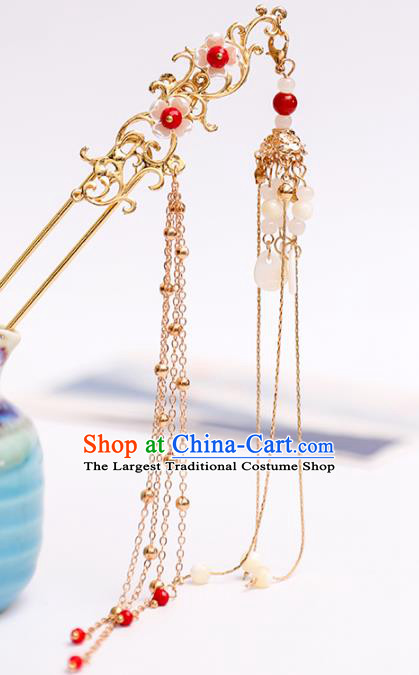 Handmade Chinese Classical Golden Tassel Hairpins Traditional Hair Accessories Ancient Hanfu Hair Clip for Women