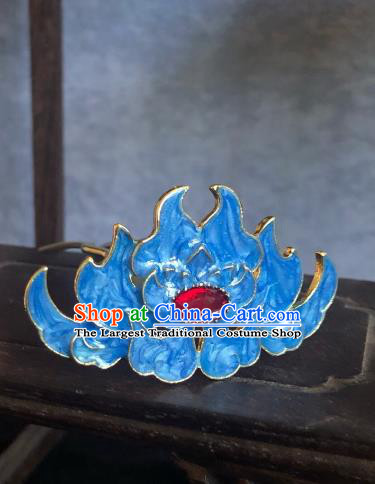 Chinese Classical Wedding Blue Lotus Hair Crown Handmade Traditional Bride Hair Accessories Tassel Hairpins