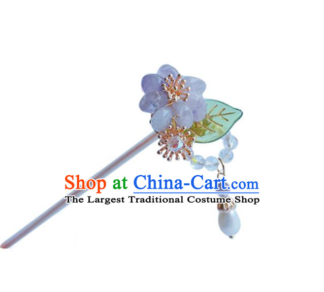 Handmade Chinese Flower Hair Clip Traditional Hair Accessories Ancient Hanfu Classical Tassel Hairpins for Women