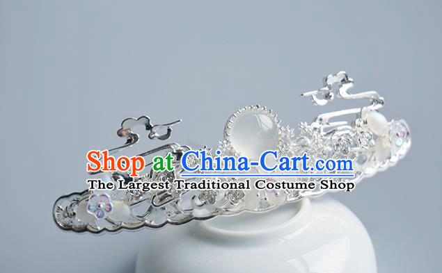 Chinese Classical Wedding Albite Hair Comb Traditional Bride Hair Accessories Handmade Hanfu Argent Tassel Hairpins Complete Set