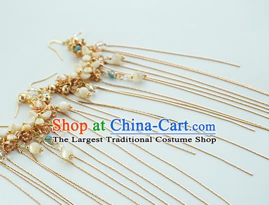 Top Grade Chinese Classical Ming Dynasty Jewelry Accessories Handmade Ancient Hanfu Golden Tassel Hair Clasp for Women