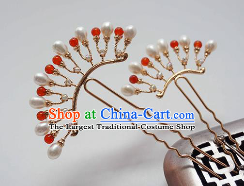 Handmade Chinese Tang Dynasty Hair Clip Traditional Hair Accessories Ancient Court Classical Golden Hairpins for Women