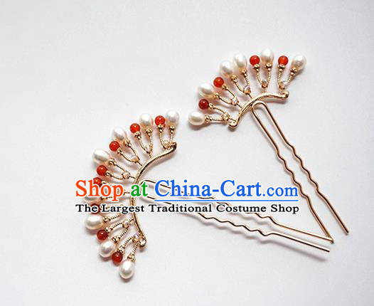 Handmade Chinese Tang Dynasty Hair Clip Traditional Hair Accessories Ancient Court Classical Golden Hairpins for Women