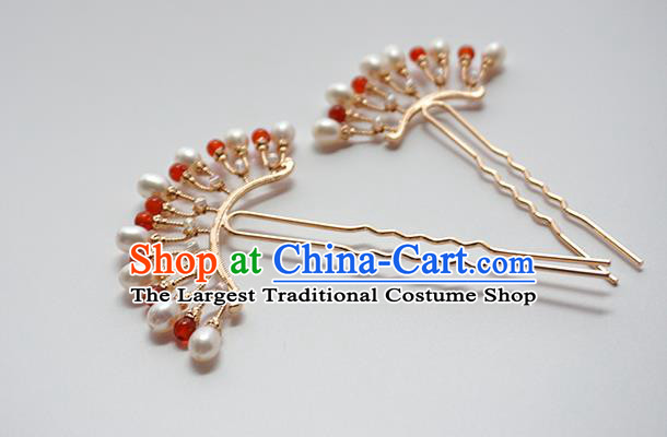 Handmade Chinese Tang Dynasty Hair Clip Traditional Hair Accessories Ancient Court Classical Golden Hairpins for Women