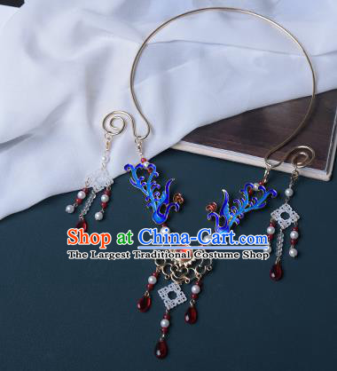 Chinese Handmade Precious Stones Necklet Decoration Traditional Ming Dynasty Cloisonne Phoenix Necklace Accessories for Women
