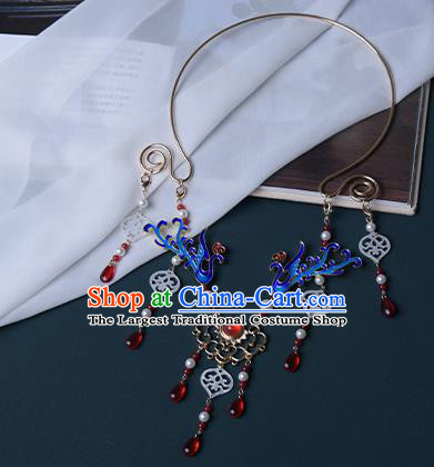 Chinese Handmade Cloisonne Phoenix Precious Stones Necklet Decoration Traditional Ming Dynasty Necklace Accessories for Women