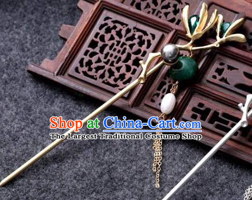 Handmade Chinese Qing Dynasty Yulan Magnolia Hair Clip Traditional Hair Accessories Ancient Princess Golden Hairpins for Women