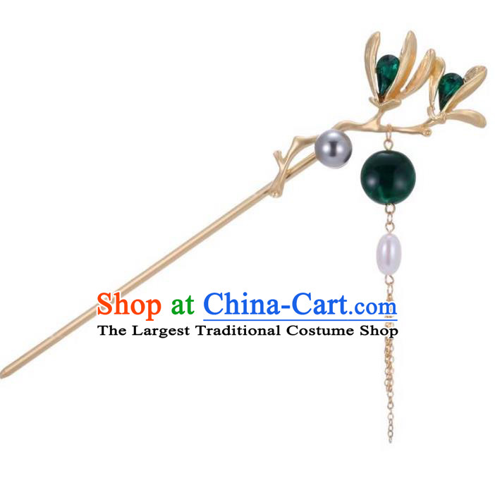 Handmade Chinese Qing Dynasty Yulan Magnolia Hair Clip Traditional Hair Accessories Ancient Princess Golden Hairpins for Women
