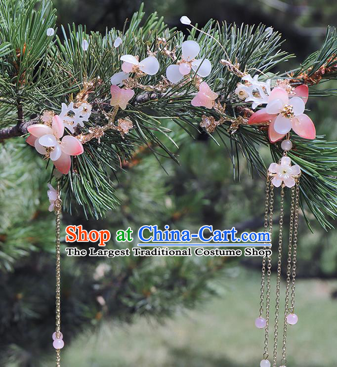 Handmade Chinese Hanfu Tassel Hair Claws Traditional Hair Accessories Ancient Princess Flower Hairpins for Women