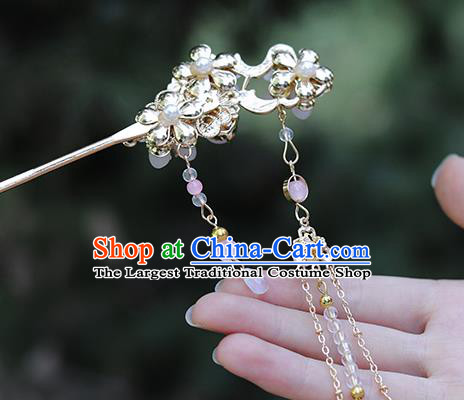 Handmade Chinese Hanfu Plum Blossom Hair Clip Traditional Hair Accessories Ancient Princess Golden Tassel Hairpins for Women