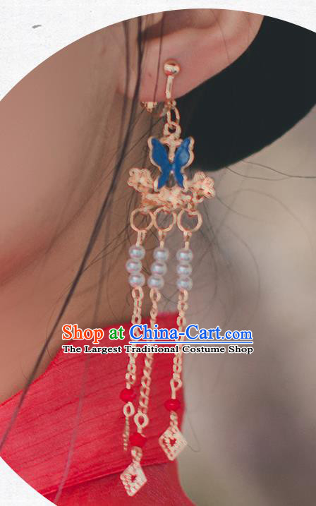 Chinese Classical Blueing Hair Crown and Hairpins Handmade Traditional Court Hair Accessories Phoenix Hair Comb Full Set
