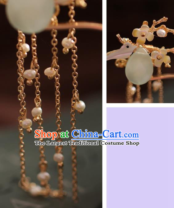 Chinese Cheongsam Golden Tassel Hair Clip Traditional Hanfu Hair Accessories Handmade Fragrans Hairpins for Women