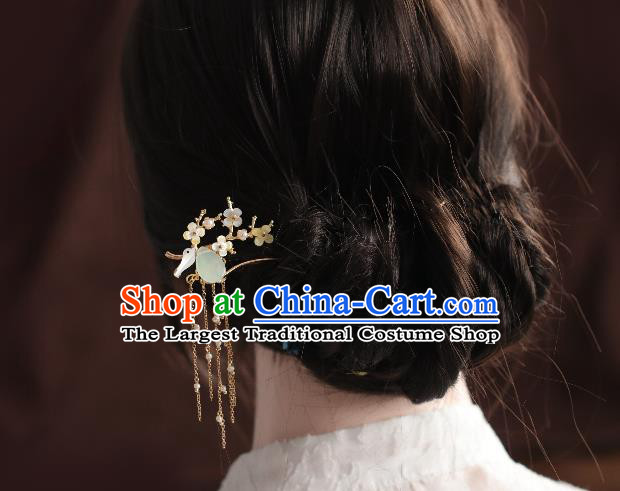 Chinese Cheongsam Golden Tassel Hair Clip Traditional Hanfu Hair Accessories Handmade Fragrans Hairpins for Women