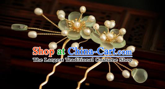 Chinese Cheongsam Green Plum Blossom Hair Clip Traditional Hanfu Hair Accessories Handmade Hairpins for Women