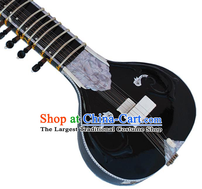 India Traditional Musical Instruments Indian Black Sitar Rosewood Handmade Carving Plucked String Instrument