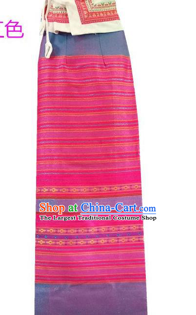 Chinese Dai Nationality Dress Beautician Costumes Traditional Dai Ethnic Pink Straight Skirt for Women