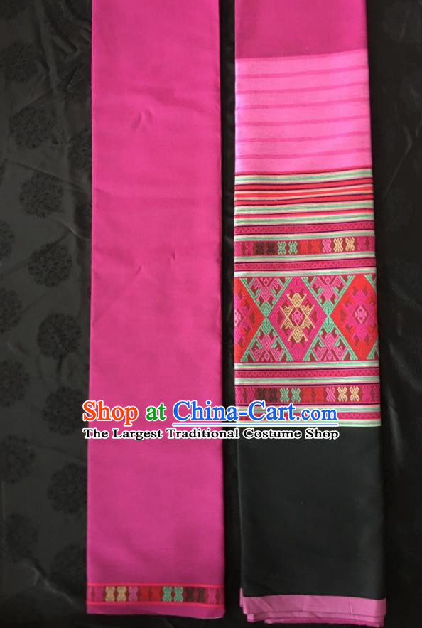 Chinese Traditional Dai Ethnic Magenta Straight Skirt Dai Nationality Dance Dress Xishuangbanna Costumes for Women