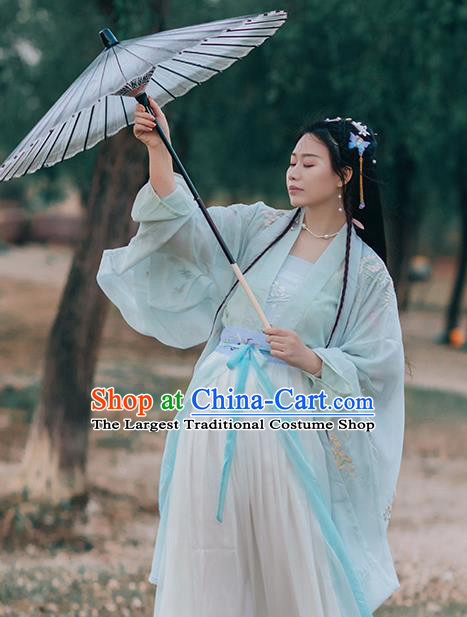 Chinese Tang Dynasty Court Lady Costumes Traditional Ancient Royal Princess Hanfu Garment Embroidered Blouse Strapless and Skirt for Women