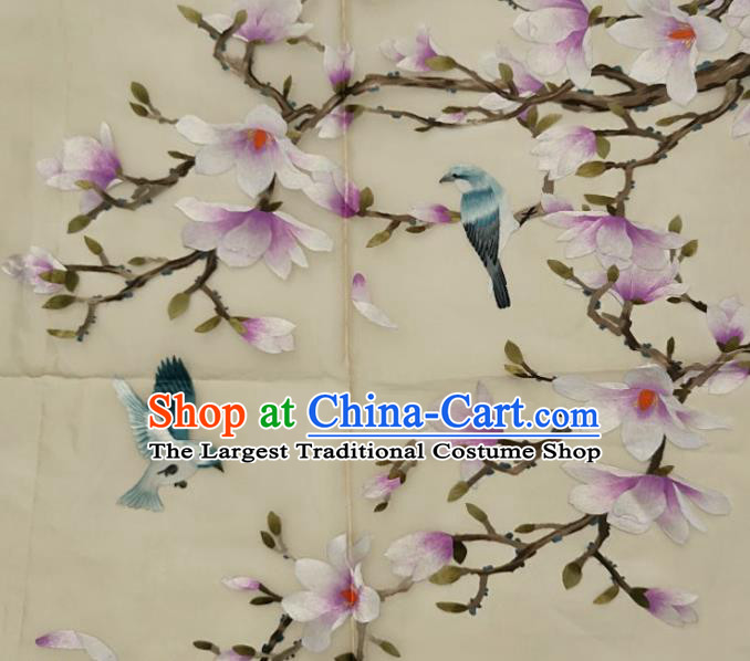 Chinese Traditional Embroidered Yulan Magnolia Decorative Painting Handmade Embroidery Craft Embroidering Cloth Picture
